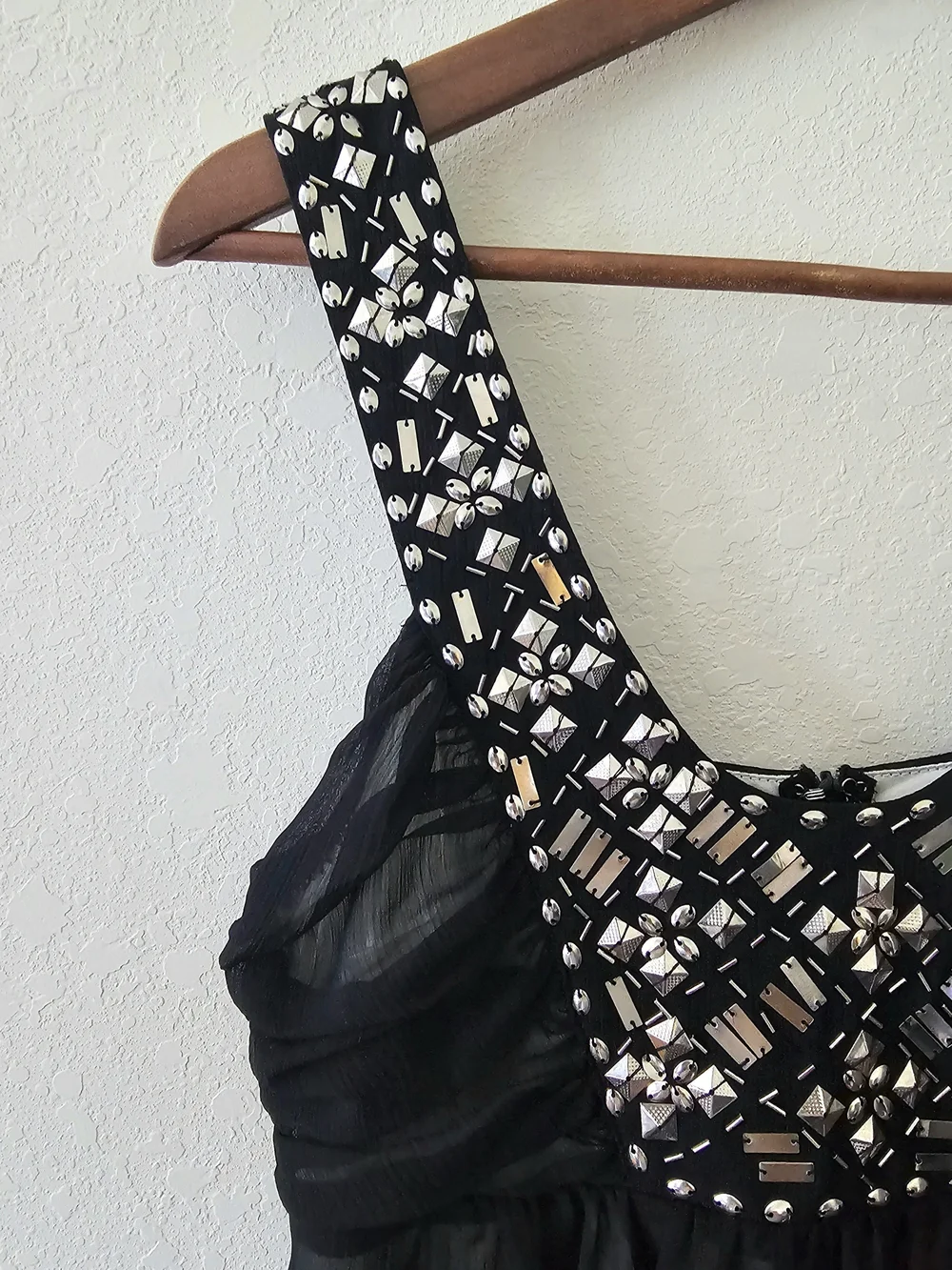 Forever 21 Black Mini Dress with Pink Beaded Bodice